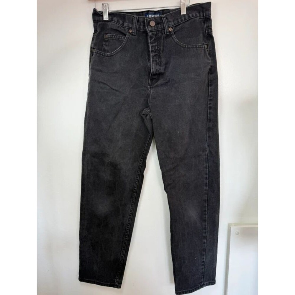 Vintage Cherokee Black High Rise Mom Jeans 30x30 Faded Wash 90s Straight Leg